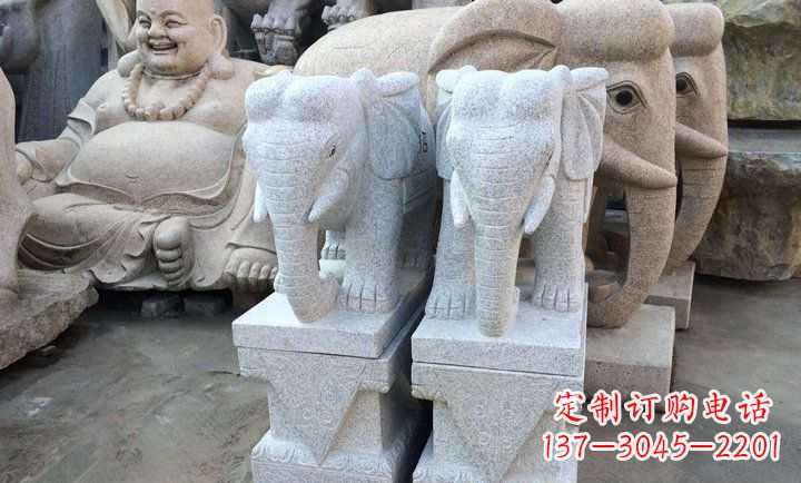 吉林大理石大象雕塑 招财进宝