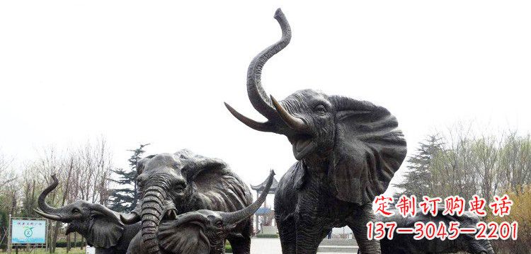 吉林大象群铜雕景观