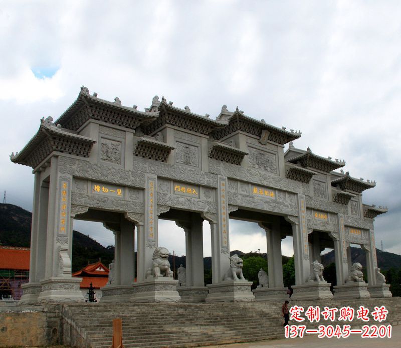 吉林大型五门石雕牌楼雕塑