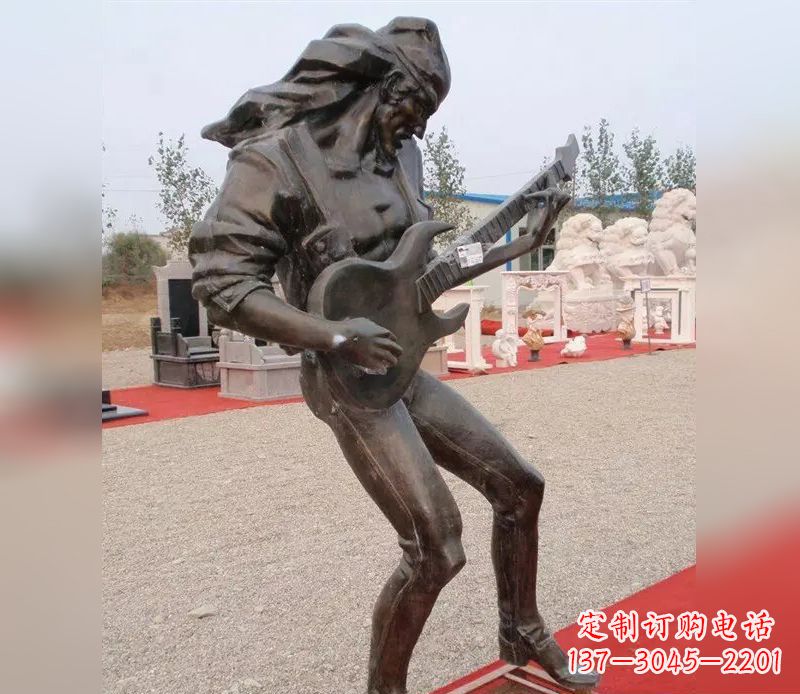 吉林弹吉他广场小品人物铜雕