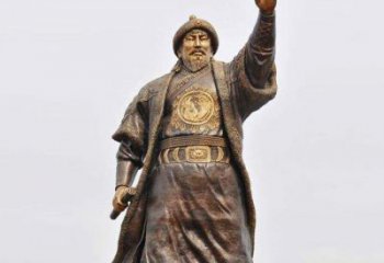吉林传承历史的风采成吉思汗铜雕