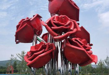 吉林精美不锈钢玫瑰花景观雕塑