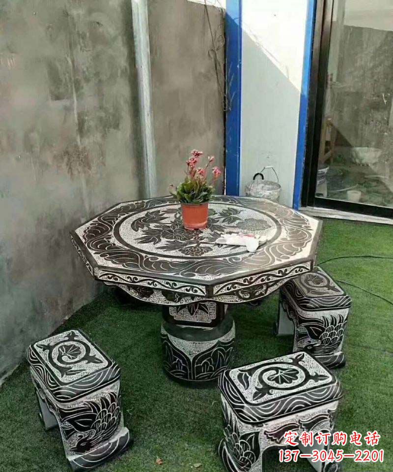 吉林多边形石头桌凳雕塑