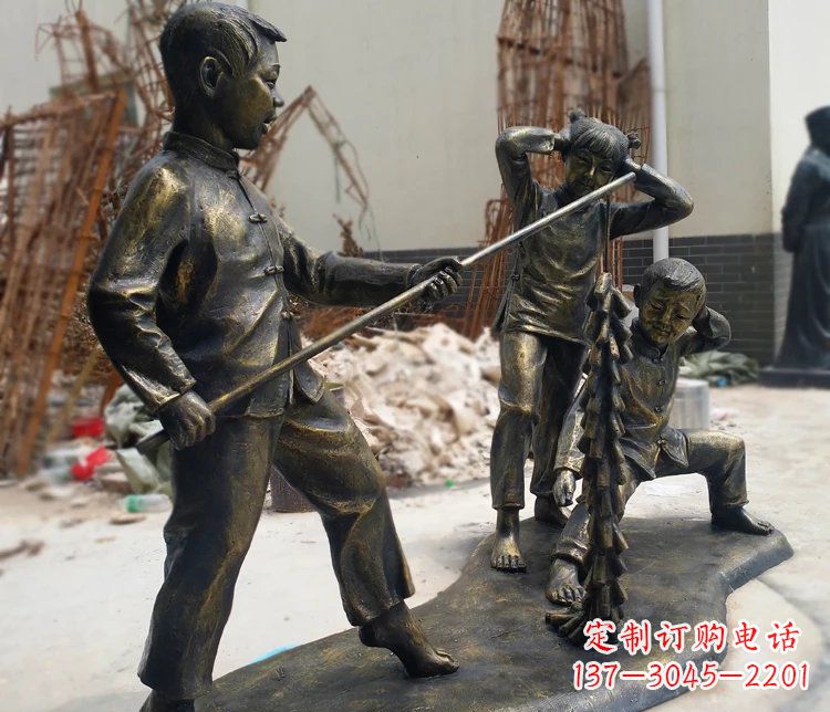 吉林儿童放鞭炮庭院景观铜雕塑