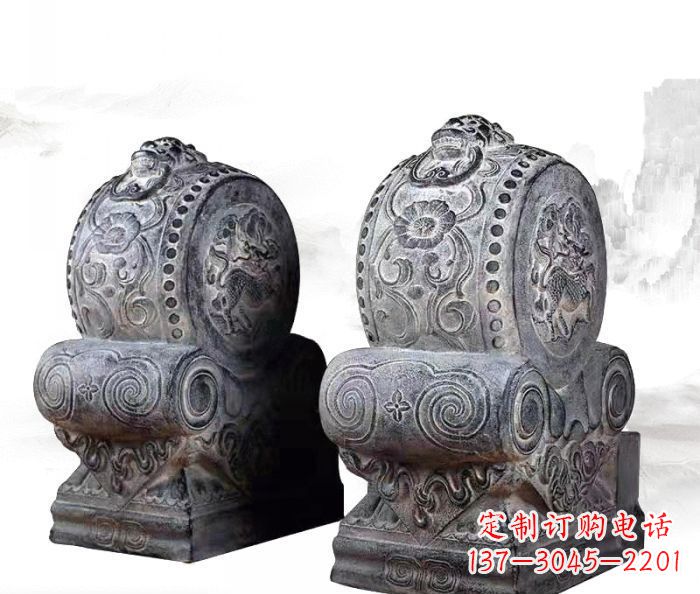 吉林仿古抱鼓石门墩雕塑