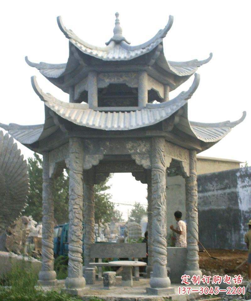 吉林传统工艺石雕凉亭,精美细致,给你温馨家园