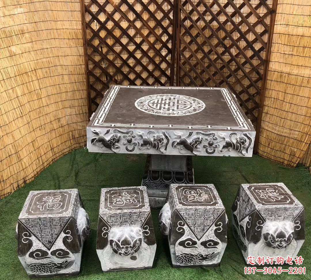 吉林仿古石桌凳公园景观石雕