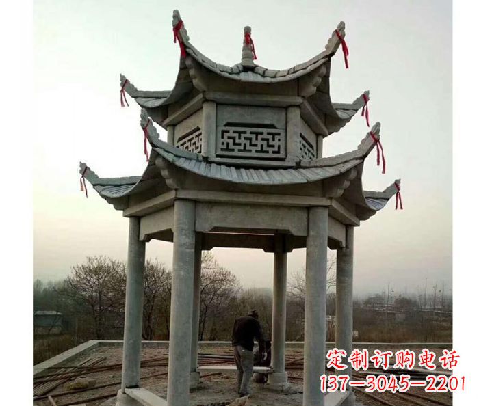 吉林仿古双层石雕凉亭
