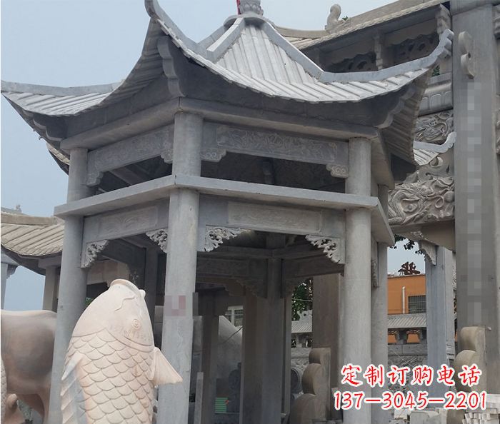 吉林精美仿古双层石雕凉亭