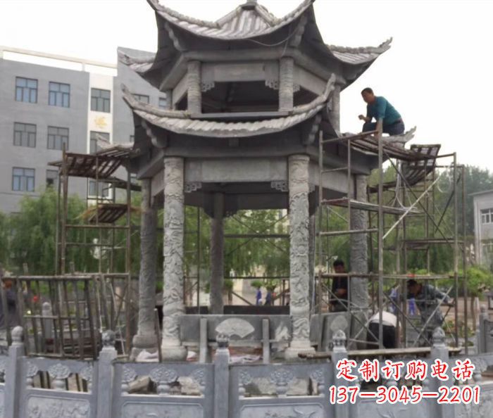 吉林仿古双层石雕凉亭