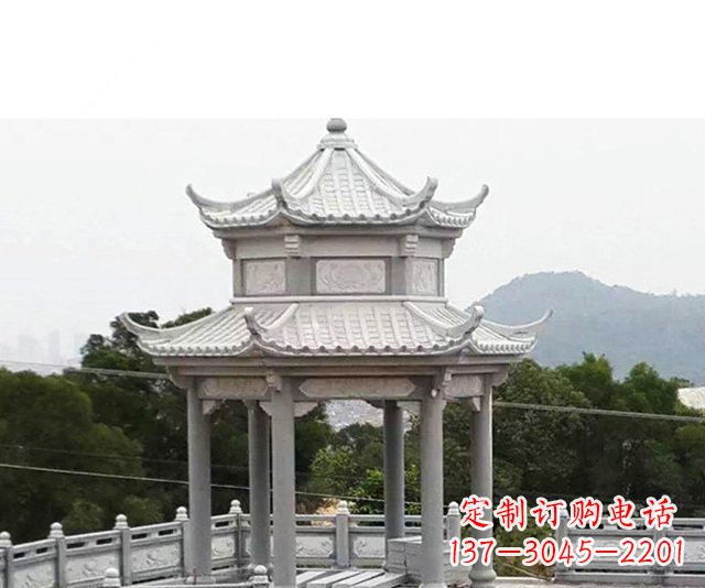 吉林仿古双层石雕凉亭