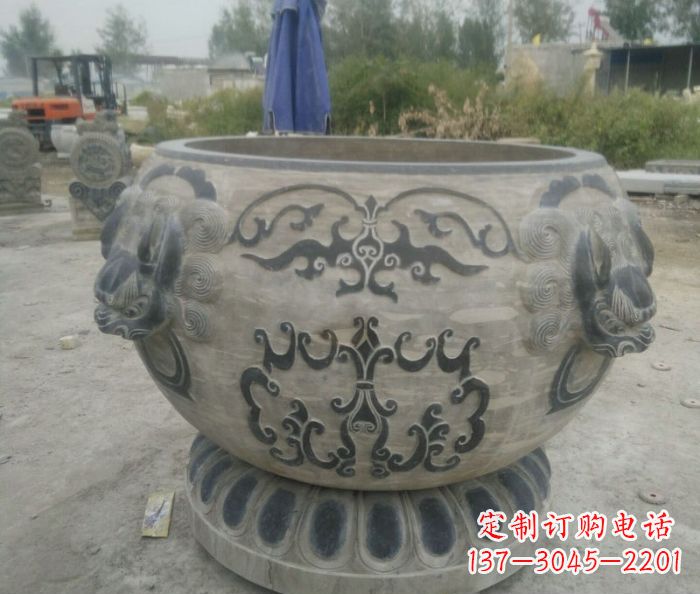 吉林仿古圆形水缸石雕 (3)