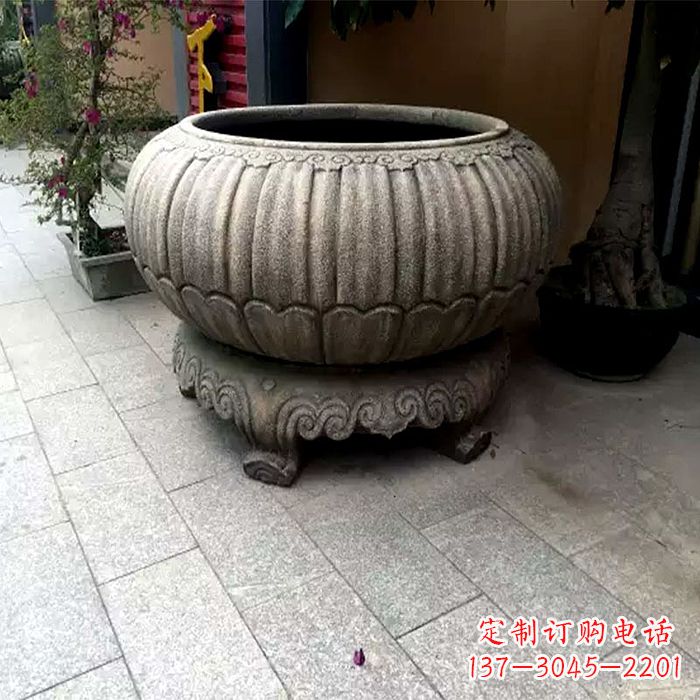 吉林精美仿古石雕花盆雕塑