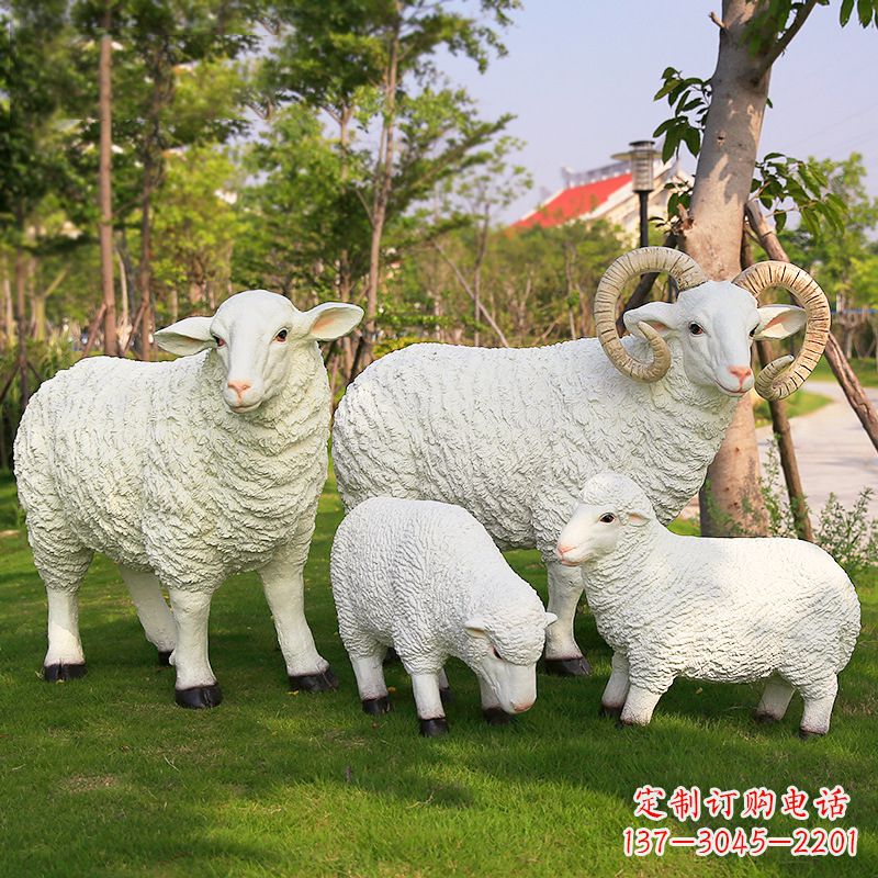 吉林仿真绵羊雕塑-农家院庭院仿真动物摆件