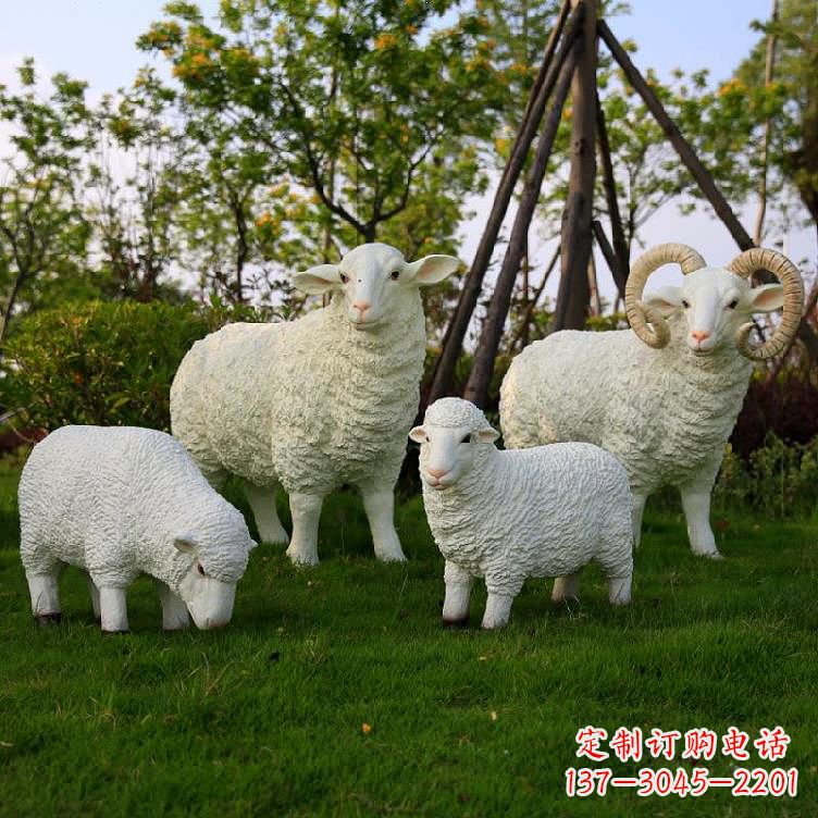 吉林仿真羊玻璃钢雕塑-草原草坪绿化带仿真动物摆件