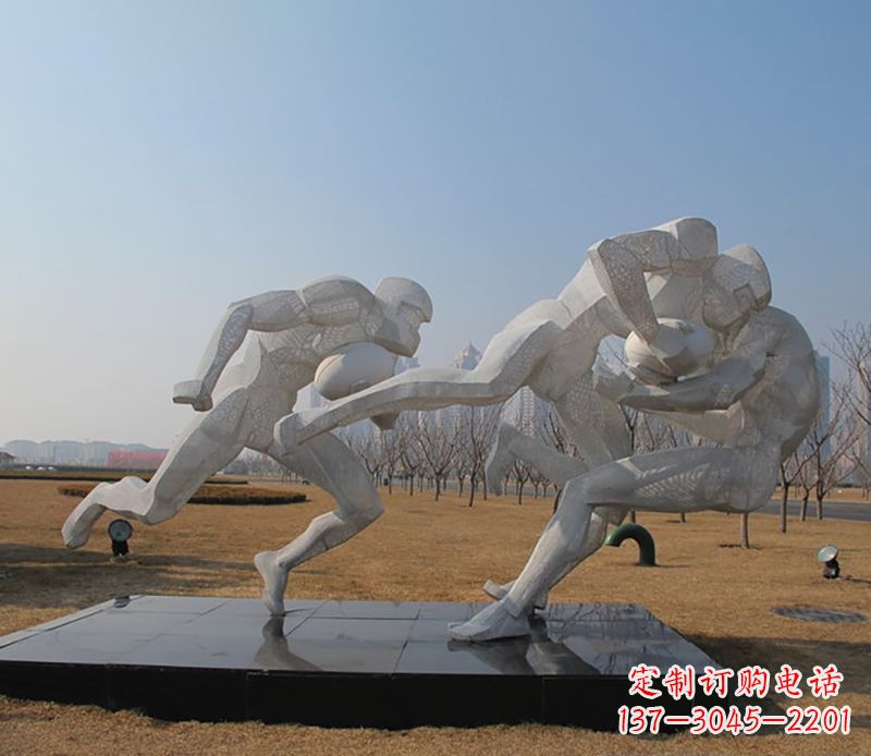 吉林不锈钢橄榄球体育雕塑