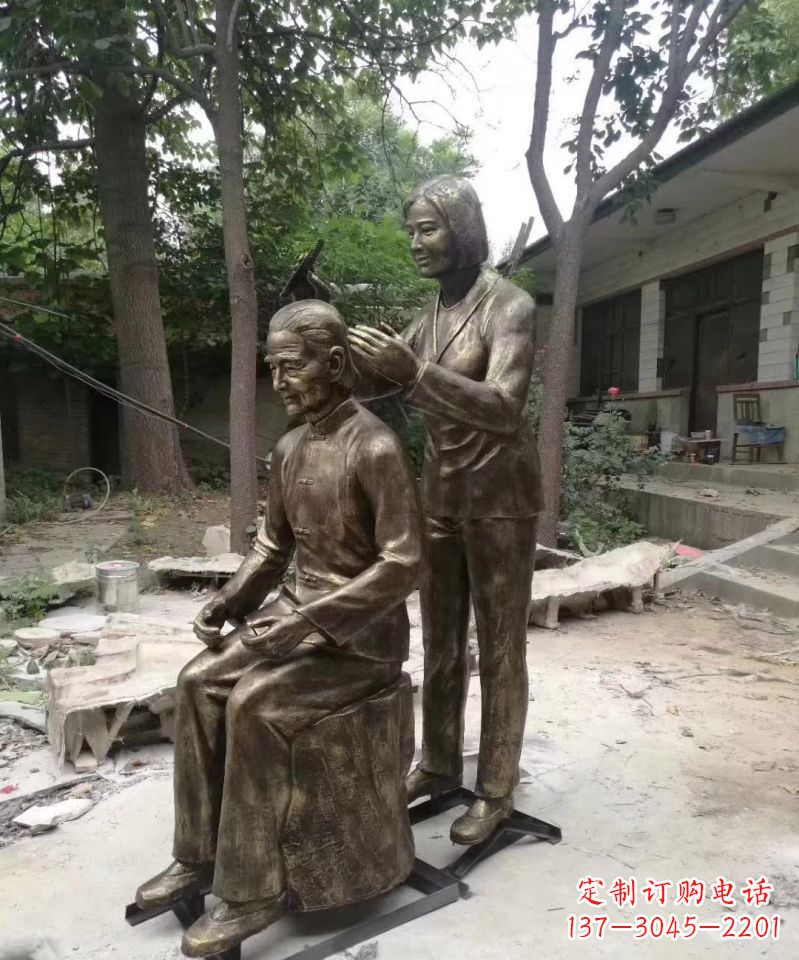 吉林产品名称纪念母亲的梳头人物铜雕