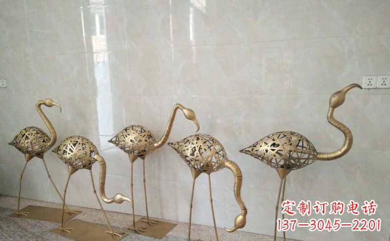 吉林不锈钢抽象火烈鸟动物雕塑
