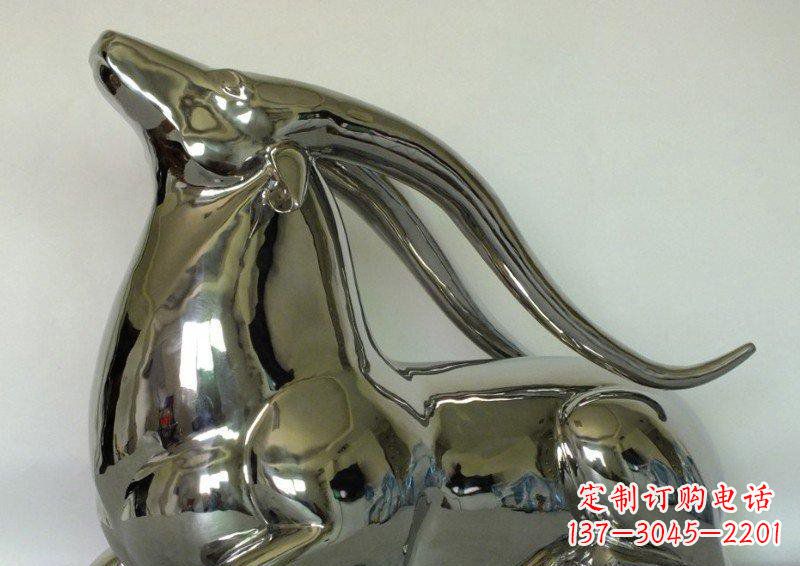 吉林中领雕塑定制公园装饰不锈钢羚羊雕塑