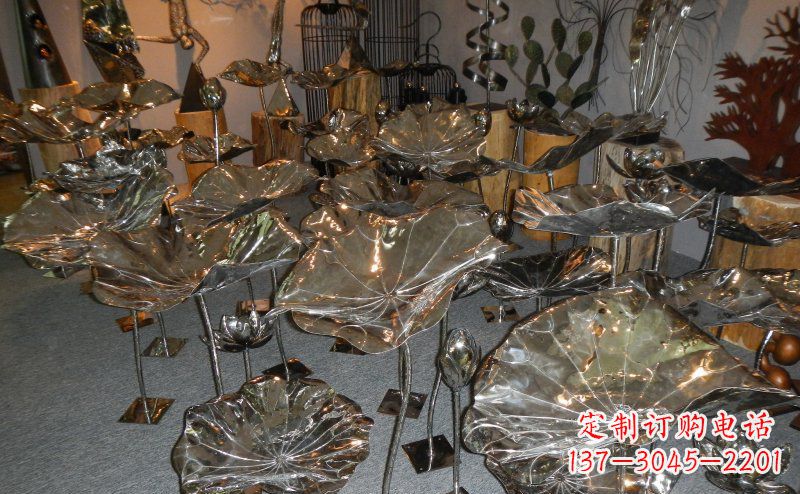 吉林抛光不锈钢荷叶雕塑