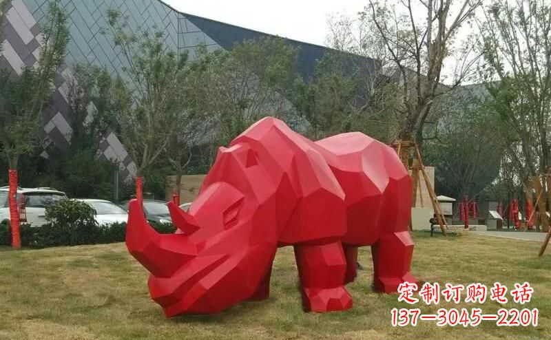 吉林摩洛哥高端不锈钢犀牛雕塑