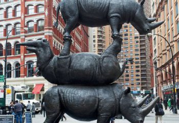 吉林精美犀牛铜雕，城市街道创意装饰