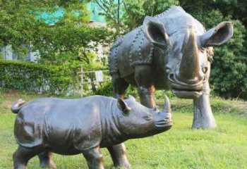 吉林犀牛铜雕-公园园林草坪室内外装饰雕塑