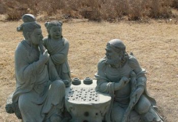 吉林公园八仙下棋小品铜雕