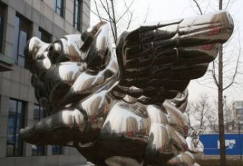吉林精美不锈钢大翅膀猪景观雕塑