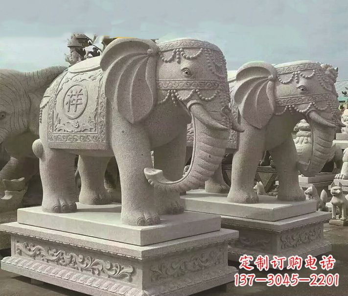 吉林精美大象大理石雕塑