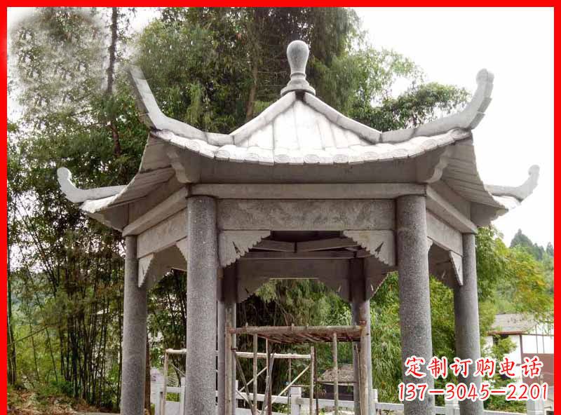 吉林复古公园石凉亭雕塑