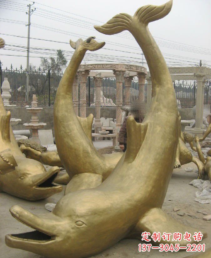 吉林海豚铜雕 精美装饰