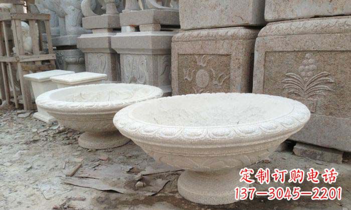 吉林细腻雅致的大理石花盆石雕