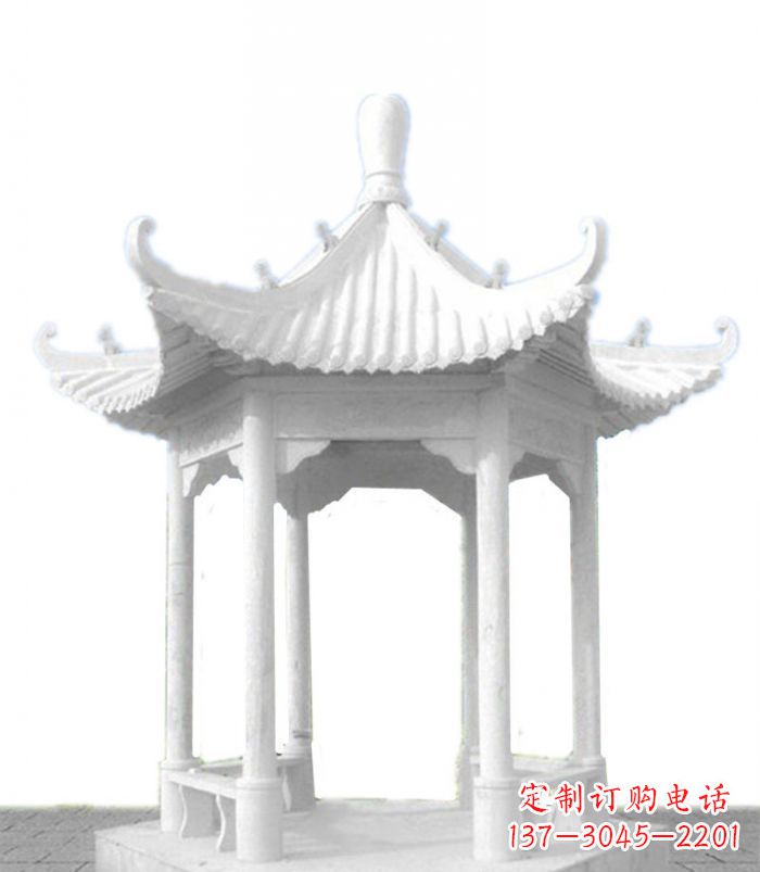 吉林公园景观汉白玉石雕凉亭 (2)
