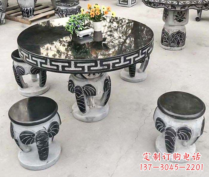 吉林圆形桌凳石雕-为公园景观增添艺术气息