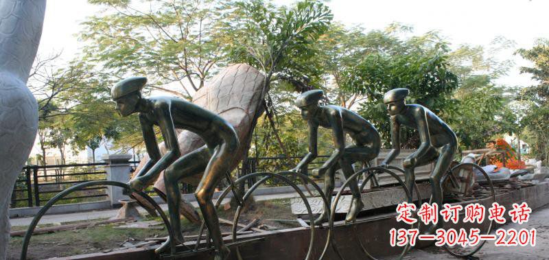吉林精致铜雕自行车景观雕塑