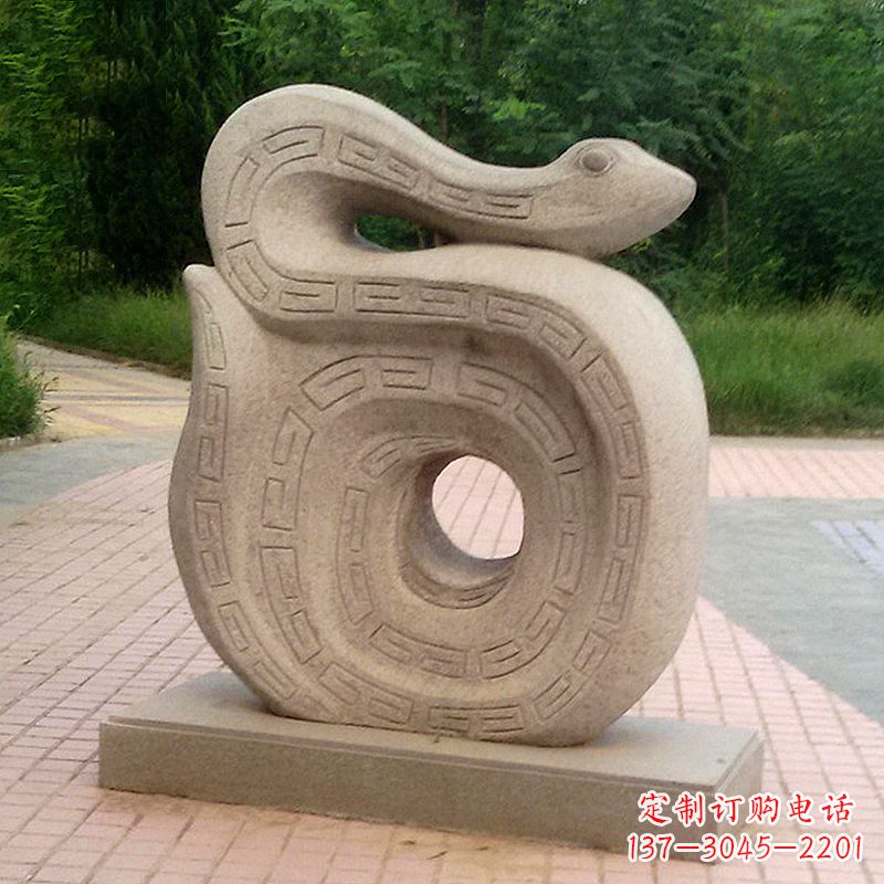 吉林砂岩动物蛇雕塑