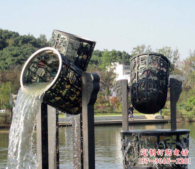 吉林精美的铜制公园水缸喷泉雕塑