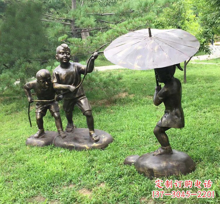 吉林趣味活动儿童铜雕
