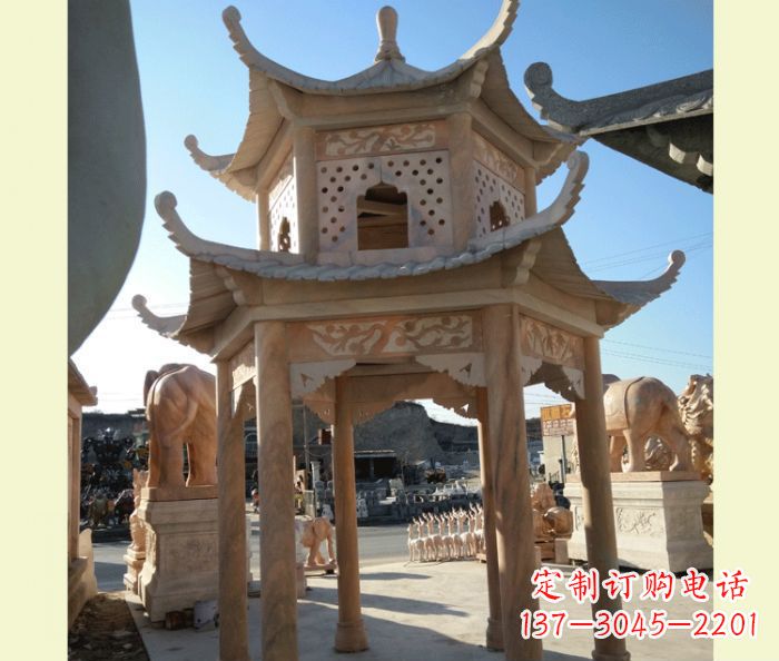 吉林中式双层石雕凉亭