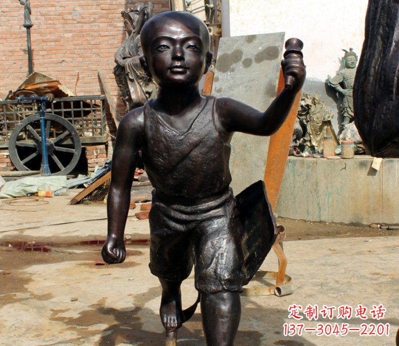 吉林打造完美的小孩铜雕，让童趣活跃