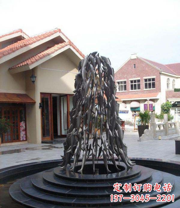 吉林欢乐鱼群,喷泉铜雕