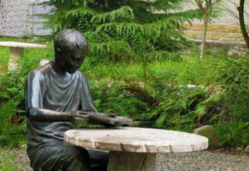 吉林经典美好时光——铜雕男孩看书雕塑