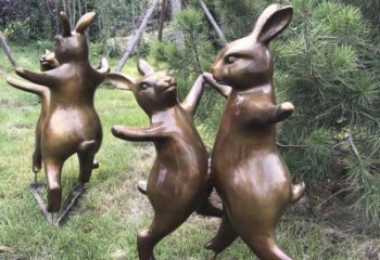 吉林铜雕奔跑兔子动物雕塑