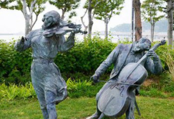 吉林双面演奏大提琴&小提琴铜雕塑