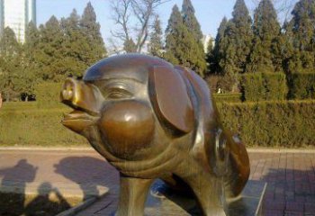吉林定制公园猪铜雕