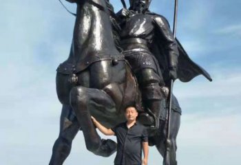吉林以古代骑马将军为灵感的铜雕
