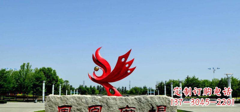 吉林广场不锈钢抽象凤凰雕塑 (3)