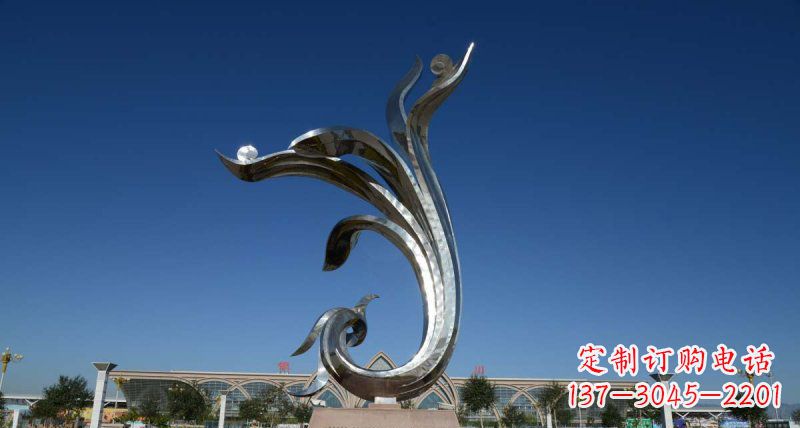 吉林广场不锈钢抽象凤凰雕塑 (8)