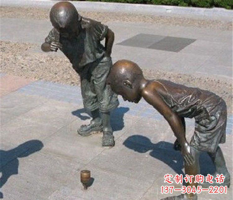 吉林欣赏小男孩小品铜陀螺雕塑